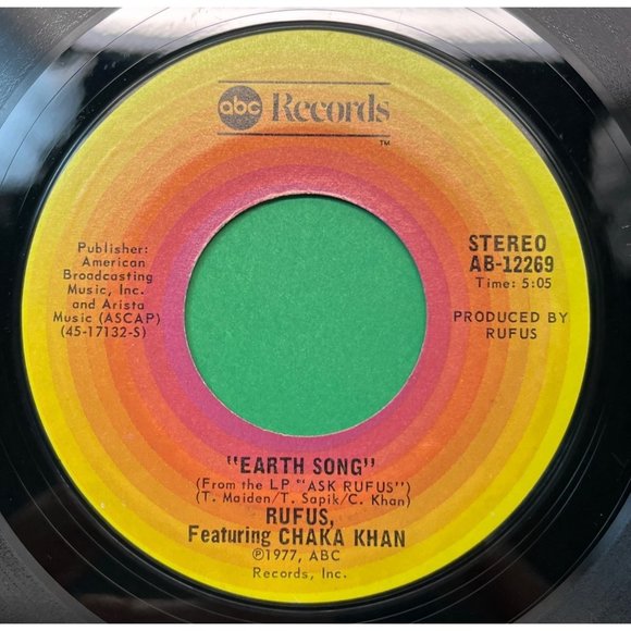 Rufus with Chaka Khan Hollywood / Earth Song 45 Disco Soul 1977 ABC Records - Picture 2 of 6